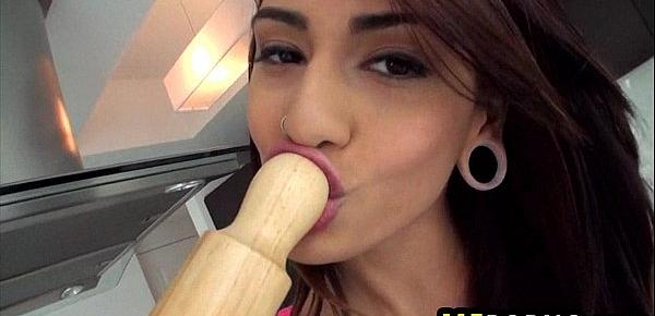  Gorgeous teen latina fucks herself with rolling pin Janice Griffith 1